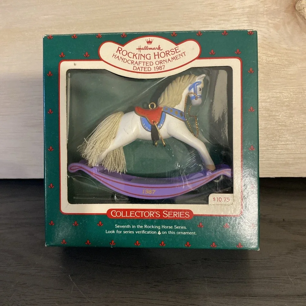 Hallmark Rocking Horse Handcrafted Ornament 1987  7th In The Series.